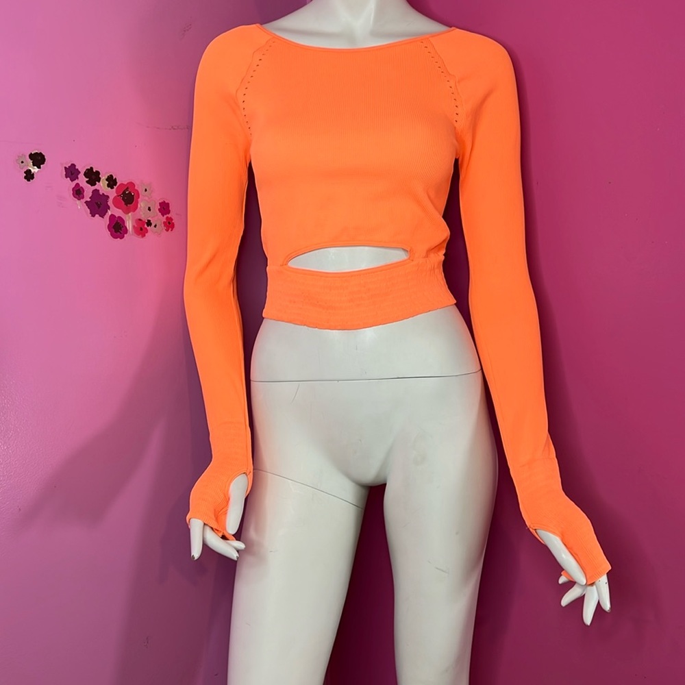 Free People Movement Cut It Out Long Sleeve top orange size Medium/Large